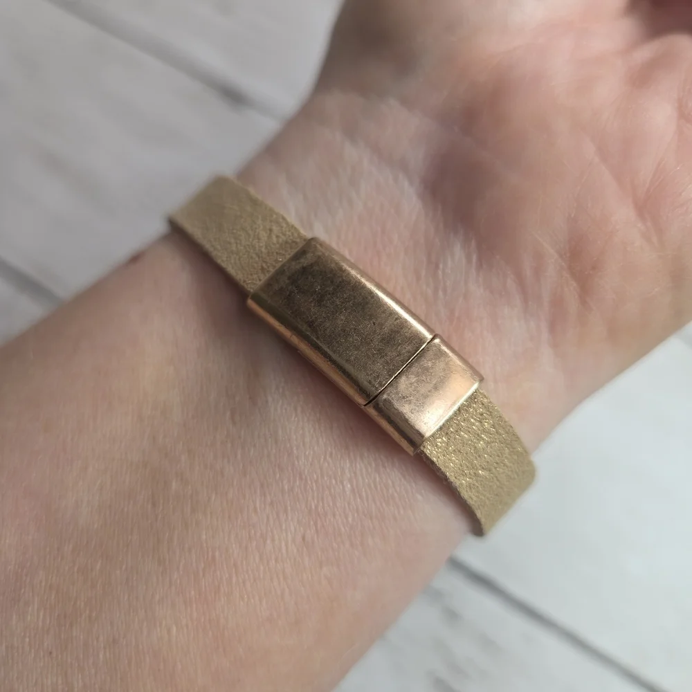 Gold-Tone 'Blessed' Leather Boho Wrap Bracelet with Pearl Charm
